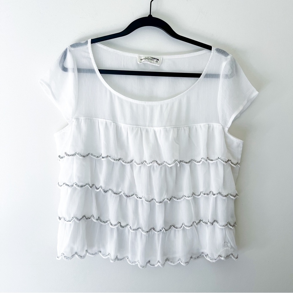 abercrombie & fitch | sequin scalloped sheet top large